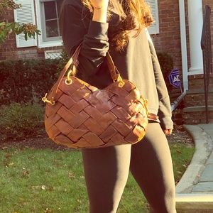 Brown braided leather Cole Haan Shoulder bag